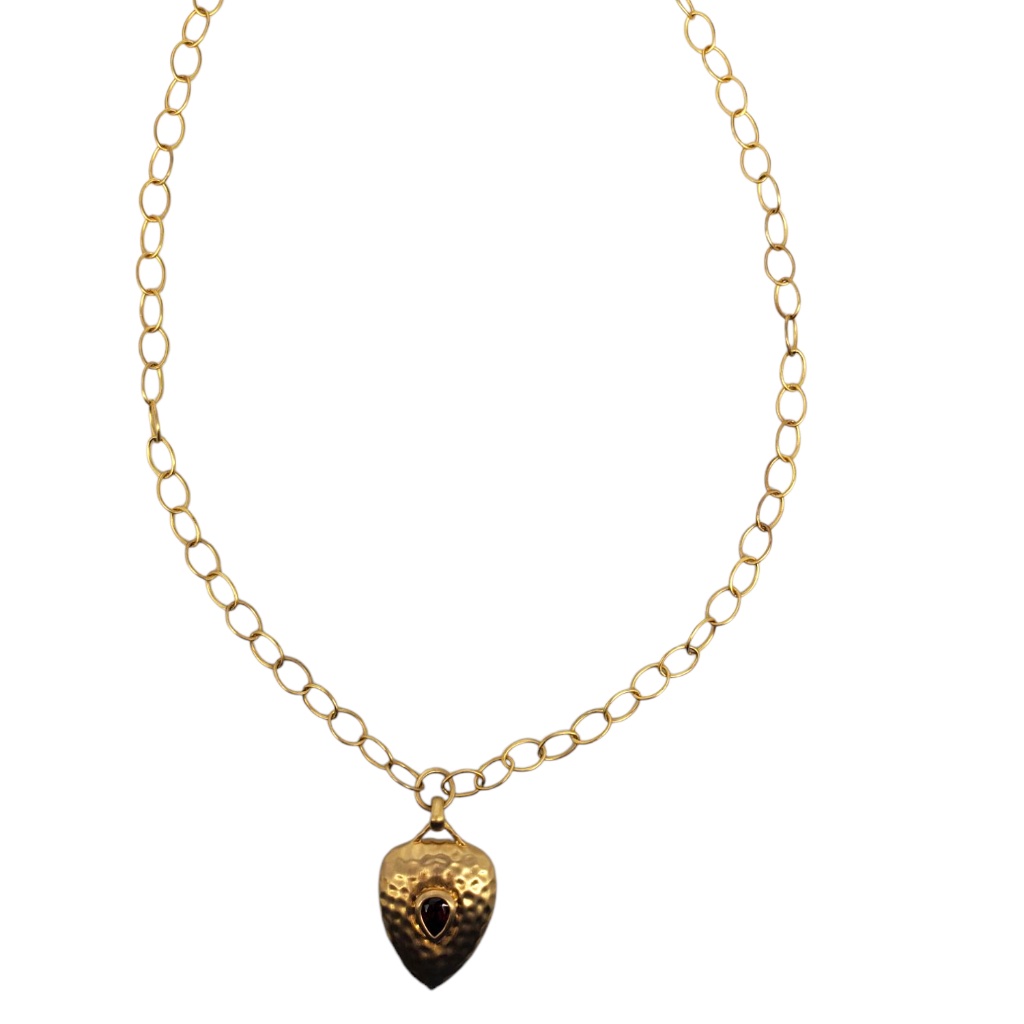 Sterling Silver Gold-Tone Red Teardrop Heart Pendant #21289